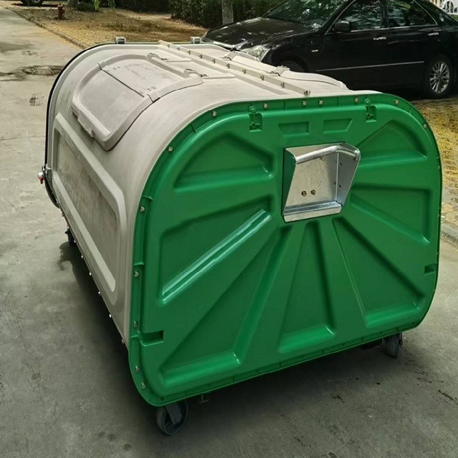 Hook-arm garbage bin