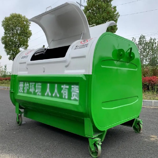 Hook-arm garbage bin